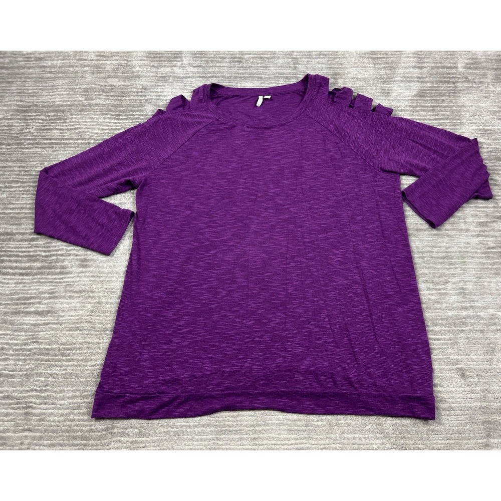 Cato Sweater Womens 22/24W Purple Long Sleeve Rayon Blend Cold Shoulder‎